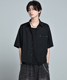 ADRER(�A�h���[)��Cropped Regular Collar Short Sleeve Shirt / �N���b�v�h ���M�����[�J���[ �V���[�g�X���[�u�V���c(�V���c/�u���E�X)