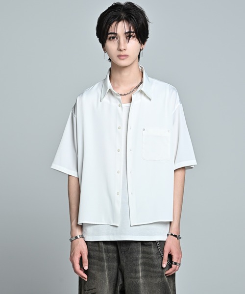 ADRER(アドラー)の「Cropped Regular Collar Short Sleeve Shirt / クロップド レギュラーカラー ショートスリーブシャツ(シャツ/ブラウス・メンズ・ホワイト/ライトブルー/ブラック・XS/S/M/L)」の12枚目の写真