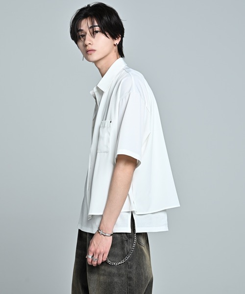 ADRER(アドラー)の「Cropped Regular Collar Short Sleeve Shirt / クロップド レギュラーカラー ショートスリーブシャツ(シャツ/ブラウス・メンズ・ホワイト/ライトブルー/ブラック・XS/S/M/L)」の13枚目の写真