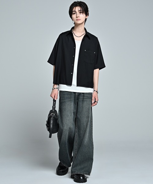 ADRER(アドラー)の「Cropped Regular Collar Short Sleeve Shirt / クロップド レギュラーカラー ショートスリーブシャツ(シャツ/ブラウス・メンズ・ホワイト/ライトブルー/ブラック・XS/S/M/L)」の19枚目の写真