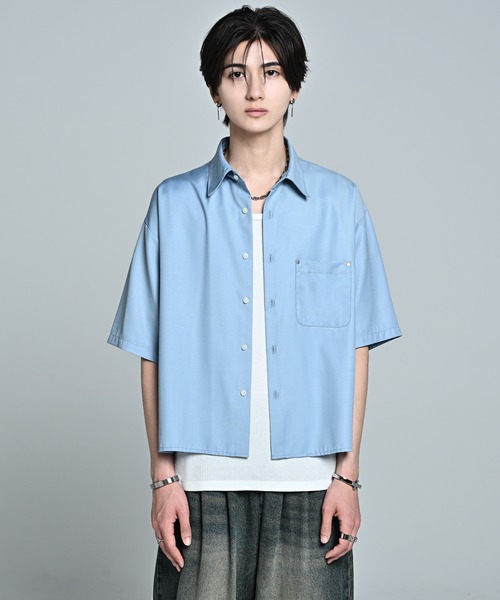 ADRER(アドラー)の「Cropped Regular Collar Short Sleeve Shirt / クロップド レギュラーカラー ショートスリーブシャツ(シャツ/ブラウス・メンズ・ホワイト/ライトブルー/ブラック・XS/S/M/L)」の20枚目の写真
