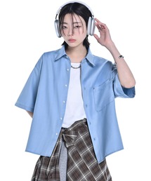 ADRER（アドラー）の「Cropped Regular Collar Short Sleeve Shirt / クロップド レギュラーカラー ショートスリーブシャツ（シャツ/ブラウス）」