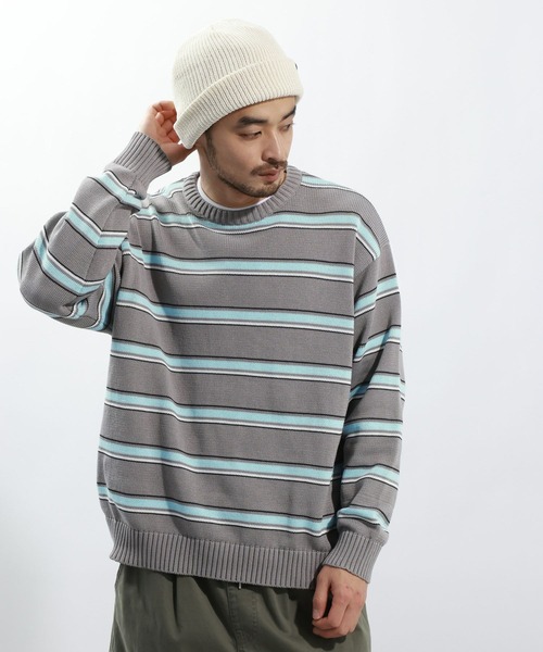 BAYFLOW（ベイフロー）の「ボーダーニットプルオーバー（ニット/セーター・メンズ・ブラウン/グレー・MEDIUM/LARGE）」の2枚目の写真