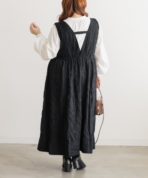 CLETTE（クレット）の「CLETTEオリジナルシアーストライプVネックワンピース（ワンピース・レディース・ブルー/ブラック/アイボリー・4L/3L/LL）」の10枚目の写真