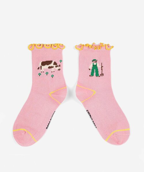 BOBO CHOSES(ボボショーズ)の「Farm Adventure ソックス【キッズ】(ソックス/靴下・キッズ・ピンク・20/18/16)」の1枚目の写真