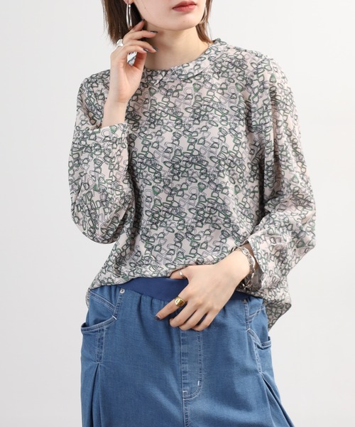 BRODIAEA(ブローディア)の「BRODIAEA チェーンプリント長袖ブラウス(シャツ/ブラウス・レディース・アイボリー/ブラック・40)」の15枚目の写真