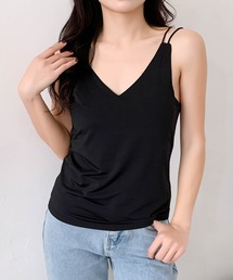 Flolia（フロリア）の「Vネックダブルストラップキャミソール 清涼感のあるひんやりタッチ素材 接触冷感（キャミソール）」