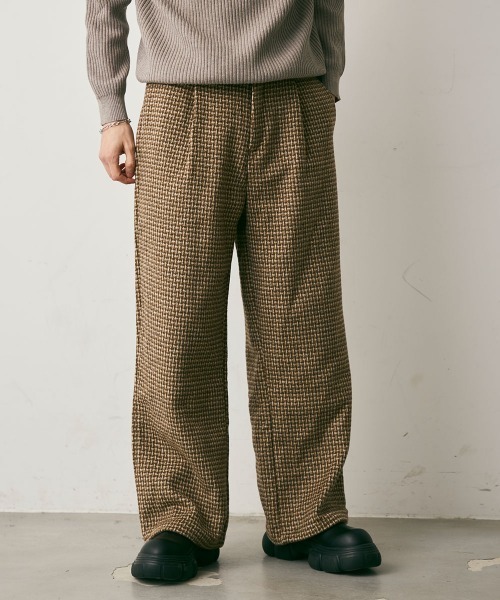 Shoowtime(ショウタイム)の「Wool-Liike Check Wide Pants / ウールライクチェックワイドパンツ(その他パンツ・メンズ・ベージュ/ブラウン・X-LARGE/LARGE/MEDIUM)」の7枚目の写真