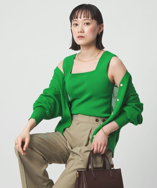 green label relaxing(グリーンレーベルリラクシング)の「ニット タンクトップ ウォッシャブル(タンクトップ・レディース・ピンク/ナチュラル/ブラック/ケリーグリーン/ダークブラウン・FREE)」の4枚目の写真