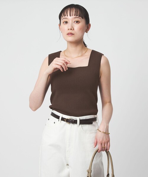 green label relaxing(グリーンレーベルリラクシング)の「ニット タンクトップ ウォッシャブル(タンクトップ・レディース・ピンク/ナチュラル/ブラック/ケリーグリーン/ダークブラウン・FREE)」の6枚目の写真