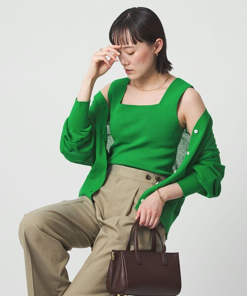 green label relaxing(グリーンレーベルリラクシング)の「ニット タンクトップ ウォッシャブル(タンクトップ・レディース・ピンク/ナチュラル/ブラック/ケリーグリーン/ダークブラウン・FREE)」の8枚目の写真