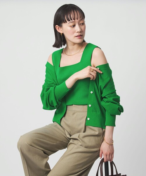 green label relaxing(グリーンレーベルリラクシング)の「ニット タンクトップ ウォッシャブル(タンクトップ・レディース・ピンク/ナチュラル/ブラック/ケリーグリーン/ダークブラウン・FREE)」の9枚目の写真