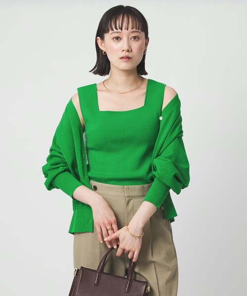 green label relaxing(グリーンレーベルリラクシング)の「ニット タンクトップ ウォッシャブル(タンクトップ・レディース・ピンク/ナチュラル/ブラック/ケリーグリーン/ダークブラウン・FREE)」の11枚目の写真