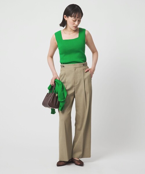 green label relaxing(グリーンレーベルリラクシング)の「ニット タンクトップ ウォッシャブル(タンクトップ・レディース・ピンク/ナチュラル/ブラック/ケリーグリーン/ダークブラウン・FREE)」の13枚目の写真