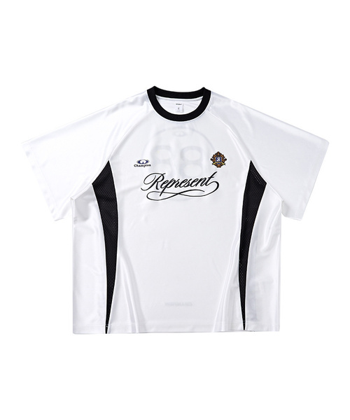 BUTTON SEOUL(ボタンソウル)の「エンボロゴベンチレーションラグランフットボールジャージTシャツ(ブラック/ホワイト)(Tシャツ/カットソー・メンズ・ホワイト/ブラック・MEDIUM/LARGE/X-LARGE)」の2枚目の写真