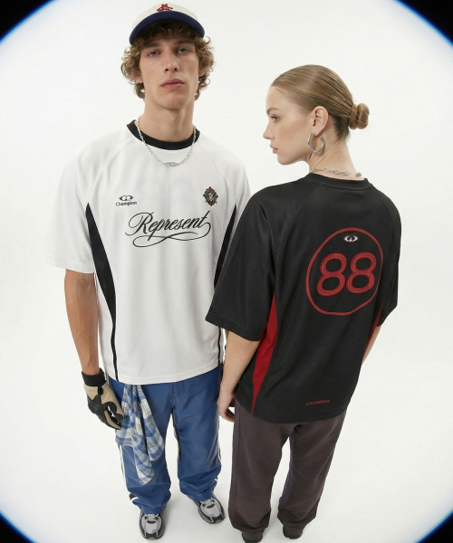 BUTTON SEOUL(ボタンソウル)の「エンボロゴベンチレーションラグランフットボールジャージTシャツ(ブラック/ホワイト)(Tシャツ/カットソー・メンズ・ホワイト/ブラック・MEDIUM/LARGE/X-LARGE)」の3枚目の写真