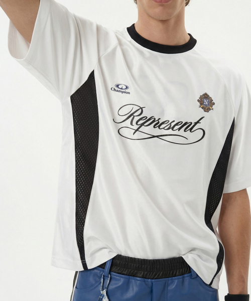 BUTTON SEOUL(ボタンソウル)の「エンボロゴベンチレーションラグランフットボールジャージTシャツ(ブラック/ホワイト)(Tシャツ/カットソー・メンズ・ホワイト/ブラック・MEDIUM/LARGE/X-LARGE)」の5枚目の写真