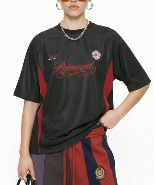 BUTTON SEOUL(ボタンソウル)の「エンボロゴベンチレーションラグランフットボールジャージTシャツ(ブラック/ホワイト)(Tシャツ/カットソー・メンズ・ホワイト/ブラック・MEDIUM/LARGE/X-LARGE)」の7枚目の写真