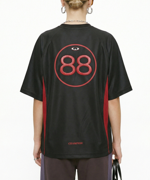 BUTTON SEOUL(ボタンソウル)の「エンボロゴベンチレーションラグランフットボールジャージTシャツ(ブラック/ホワイト)(Tシャツ/カットソー・メンズ・ホワイト/ブラック・MEDIUM/LARGE/X-LARGE)」の8枚目の写真