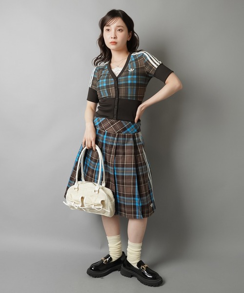 adidas/アディダス】チェック柄半袖カーディガン/セットアップ対応 adidas/アディダス】チェック柄半袖カーディガン/セットアップ対応