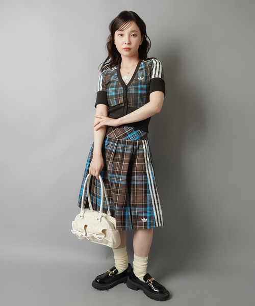 adidas/アディダス】チェック柄半袖カーディガン/セットアップ対応