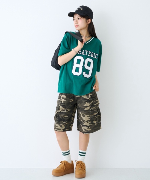 LOVETOXIC(ラブトキシック)の「【LTXC】カモフラ柄ハーフカーゴパンツ(カーゴパンツ・キッズ・カーキ・L:160cm/M:150cm/S:140cm/130cm)」の2枚目の写真