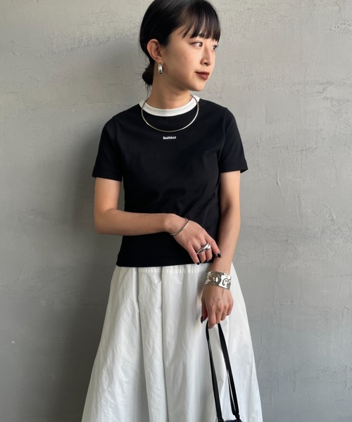 Healthknit（ヘルスニット）の「[HEALTHKNIT/ヘルスニット] 別注 ミニロゴ コンパクトＴシャツ（Tシャツ/カットソー・レディース・ブラック/ベージュ/オフホワイト・M/S）」の10枚目の写真