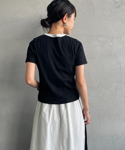 Healthknit（ヘルスニット）の「[HEALTHKNIT/ヘルスニット] 別注 ミニロゴ コンパクトＴシャツ（Tシャツ/カットソー・レディース・ブラック/ベージュ/オフホワイト・M/S）」の5枚目の写真