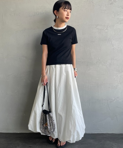 Healthknit（ヘルスニット）の「[HEALTHKNIT/ヘルスニット] 別注 ミニロゴ コンパクトＴシャツ（Tシャツ/カットソー・レディース・ブラック/ベージュ/オフホワイト・M/S）」の6枚目の写真