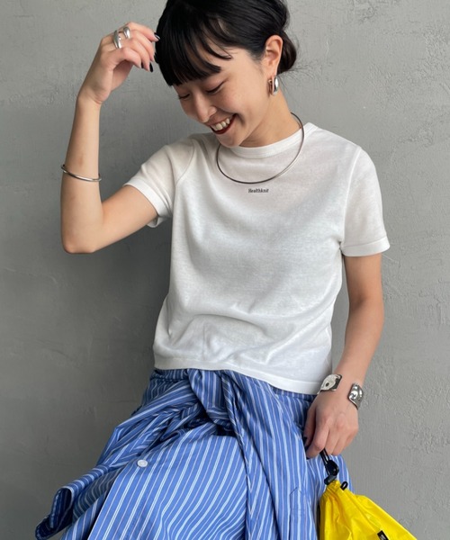 Healthknit（ヘルスニット）の「[HEALTHKNIT/ヘルスニット] 別注 ミニロゴ コンパクトＴシャツ（Tシャツ/カットソー・レディース・ブラック/ベージュ/オフホワイト・M/S）」の18枚目の写真