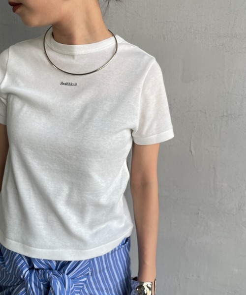 Healthknit（ヘルスニット）の「[HEALTHKNIT/ヘルスニット] 別注 ミニロゴ コンパクトＴシャツ（Tシャツ/カットソー・レディース・ブラック/ベージュ/オフホワイト・M/S）」の14枚目の写真