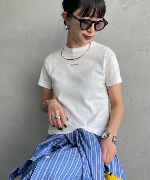 Healthknit（ヘルスニット）の「[HEALTHKNIT/ヘルスニット] 別注 ミニロゴ コンパクトＴシャツ（Tシャツ/カットソー・レディース・ブラック/ベージュ/オフホワイト・M/S）」の17枚目の写真