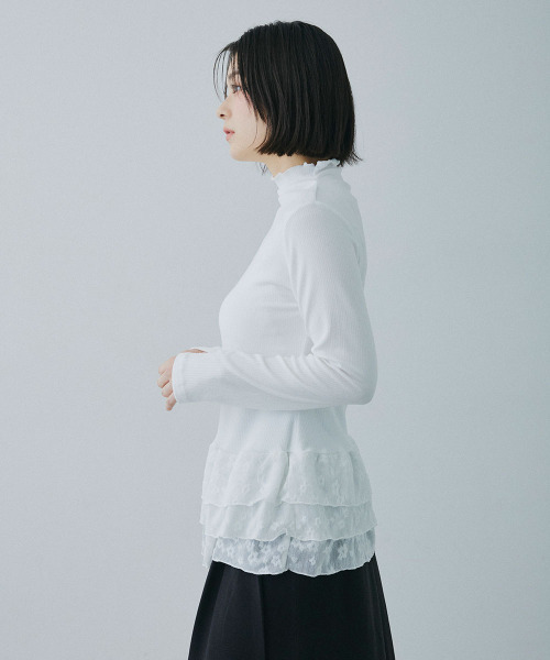 Mirette(ミレット)の「レイヤードフリル リブトップス / Layered Frill Rib Top(Tシャツ/カットソー・レディース・ホワイト・MEDIUM/SMALL/LARGE)」の5枚目の写真