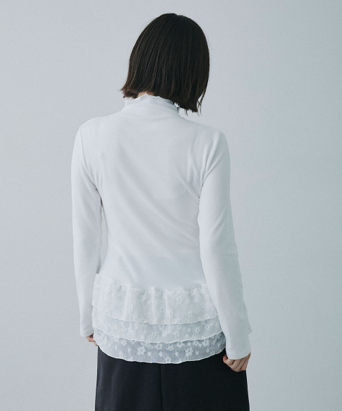 Mirette(ミレット)の「レイヤードフリル リブトップス / Layered Frill Rib Top(Tシャツ/カットソー・レディース・ホワイト・MEDIUM/SMALL/LARGE)」の11枚目の写真