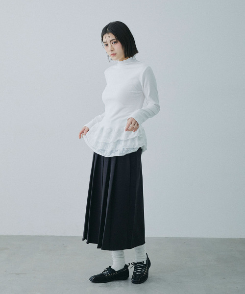 Mirette(ミレット)の「レイヤードフリル リブトップス / Layered Frill Rib Top(Tシャツ/カットソー・レディース・ホワイト・MEDIUM/SMALL/LARGE)」の7枚目の写真