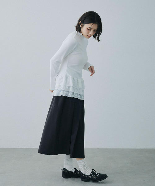 Mirette(ミレット)の「レイヤードフリル リブトップス / Layered Frill Rib Top(Tシャツ/カットソー・レディース・ホワイト・MEDIUM/SMALL/LARGE)」の9枚目の写真