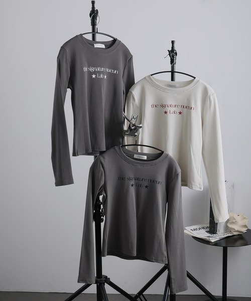 Ulysses(ユリシス)の「ロゴデザインクルーネックロングスリーブTシャツ(Tシャツ/カットソー・レディース・ダークグレー/アイボリー/グレー・S/M)」の8枚目の写真