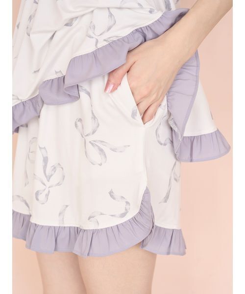 SNIDEL HOME(スナイデルホーム)の「【接触冷感】カシュクールショルダーリボンセットアップ(ルームウェア/パジャマ・レディース・モカ/ライトグレー/ピンク・F)」の11枚目の写真