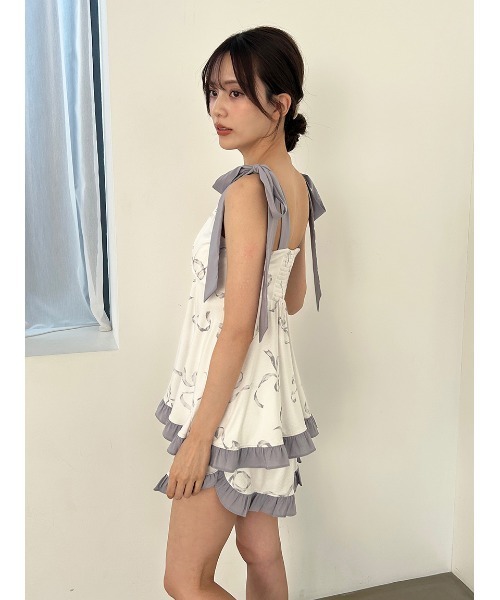 SNIDEL HOME(スナイデルホーム)の「【接触冷感】カシュクールショルダーリボンセットアップ(ルームウェア/パジャマ・レディース・モカ/ライトグレー/ピンク・F)」の17枚目の写真