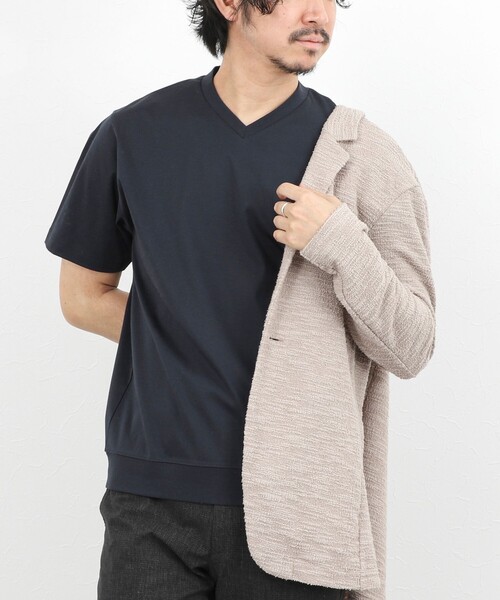NOLLEY’S（ノーリーズ）の「《ビジカジ対応》ジャケットに合う シルケットVネック ドレスTシャツ（Tシャツ/カットソー・メンズ・ホワイト/ダークネイビー/チャコールグレー・XL/L/M/S/XXL）」の19枚目の写真
