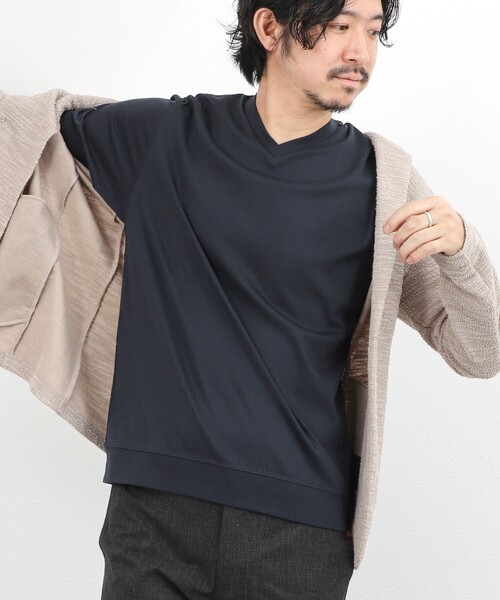 NOLLEY’S（ノーリーズ）の「《ビジカジ対応》ジャケットに合う シルケットVネック ドレスTシャツ（Tシャツ/カットソー・メンズ・ホワイト/ダークネイビー/チャコールグレー・XL/L/M/S/XXL）」の18枚目の写真