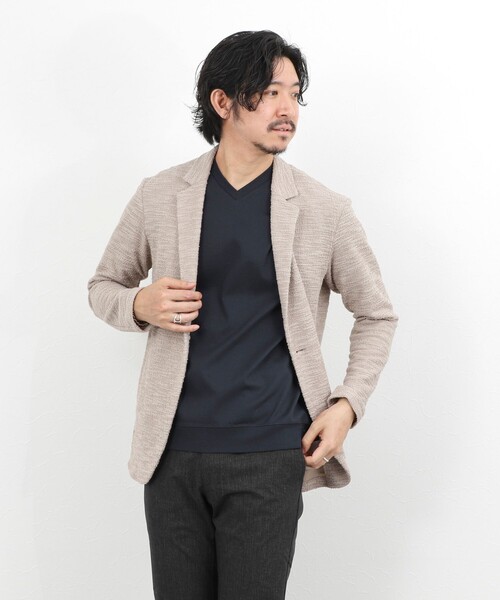 NOLLEY’S（ノーリーズ）の「《ビジカジ対応》ジャケットに合う シルケットVネック ドレスTシャツ（Tシャツ/カットソー・メンズ・ホワイト/ダークネイビー/チャコールグレー・XL/L/M/S/XXL）」の14枚目の写真