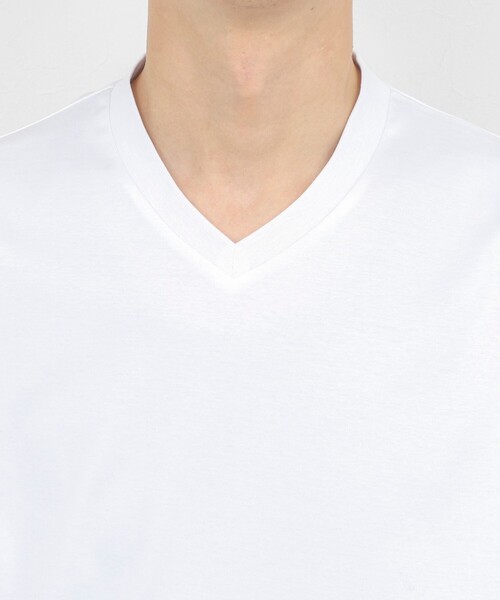 NOLLEY’S（ノーリーズ）の「《ビジカジ対応》ジャケットに合う シルケットVネック ドレスTシャツ（Tシャツ/カットソー・メンズ・ホワイト/ダークネイビー/チャコールグレー・XL/L/M/S/XXL）」の8枚目の写真
