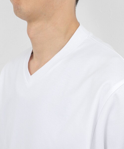 NOLLEY’S（ノーリーズ）の「《ビジカジ対応》ジャケットに合う シルケットVネック ドレスTシャツ（Tシャツ/カットソー・メンズ・ホワイト/ダークネイビー/チャコールグレー・XL/L/M/S/XXL）」の7枚目の写真