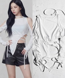 DURAS | シャーリングアシンメトリートップス(Tシャツ/カットソー)