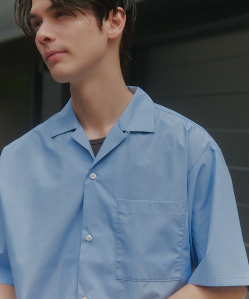 MILITARY(ミリタリー)の「【MAISON CLUB】Compact Cropped Open Collar Shirt / コンパクトクロップドオープンカラーシャツ(シャツ/ブラウス・メンズ・サックスブルー/グレー/ブラック・L/M)」の4枚目の写真