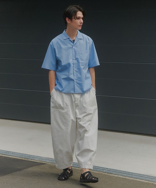 MILITARY(ミリタリー)の「【MAISON CLUB】Compact Cropped Open Collar Shirt / コンパクトクロップドオープンカラーシャツ(シャツ/ブラウス・メンズ・サックスブルー/グレー/ブラック・L/M)」の6枚目の写真