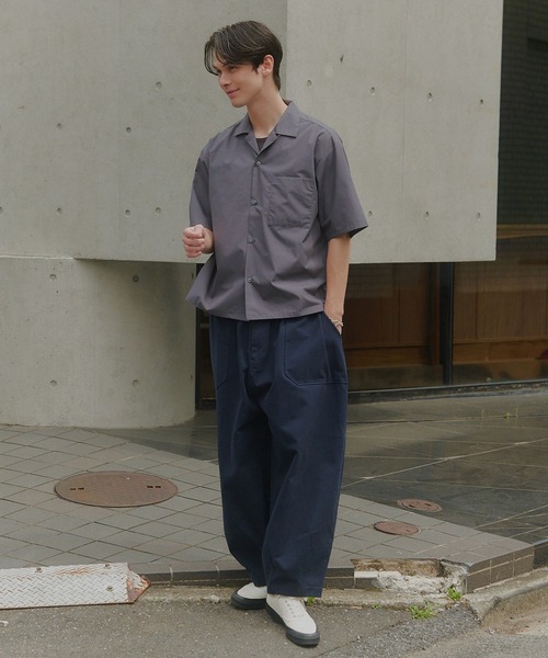 MILITARY(ミリタリー)の「【MAISON CLUB】Compact Cropped Open Collar Shirt / コンパクトクロップドオープンカラーシャツ(シャツ/ブラウス・メンズ・サックスブルー/グレー/ブラック・L/M)」の8枚目の写真