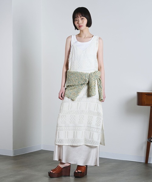 ROSE BUD（ローズバッド）の「(mici)CAMISOLE DRESS（ワンピース・レディース・オフホワイト/ライトグリーン・ONE SIZE）」の20枚目の写真