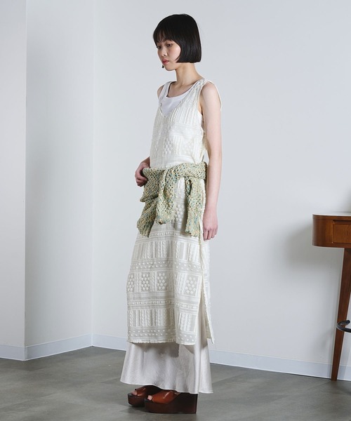 ROSE BUD（ローズバッド）の「(mici)CAMISOLE DRESS（ワンピース・レディース・オフホワイト/ライトグリーン・ONE SIZE）」の21枚目の写真